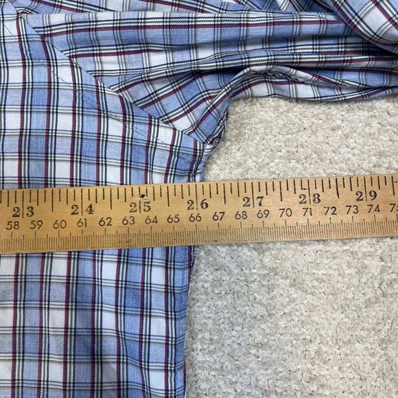 Cremieux Mens XXL Blue Plaid Long Sleeve Button Down Shirt Light Cotton Blend - Picture 5 of 8